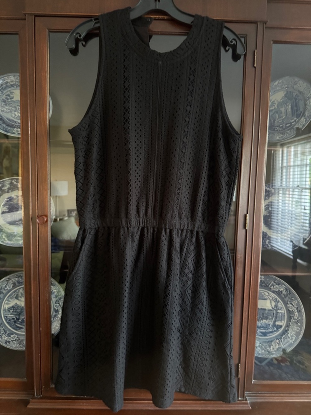 Splendid Black Sleeveless Eyelet Mini Dress